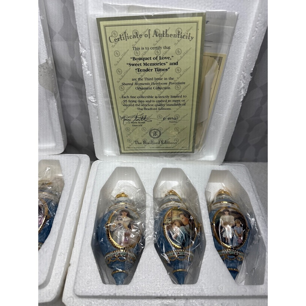 Bradford Editions Shared Moments Heirloom Porcelain Ornaments 3 Sets NEW In Box - Picture 5 of 10